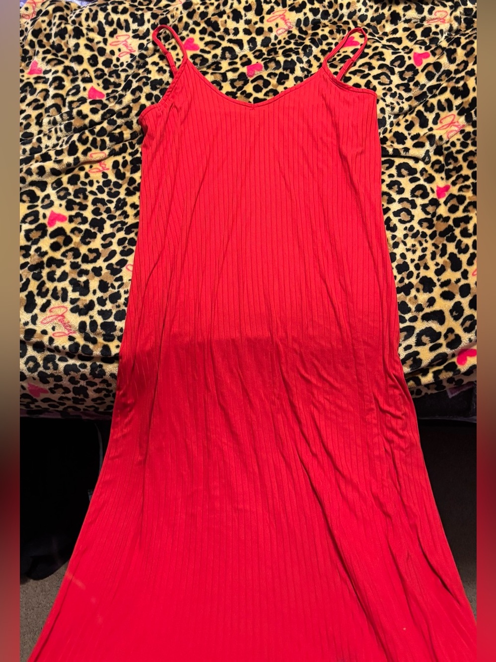Absolutely Red Ribbed Slip Dress